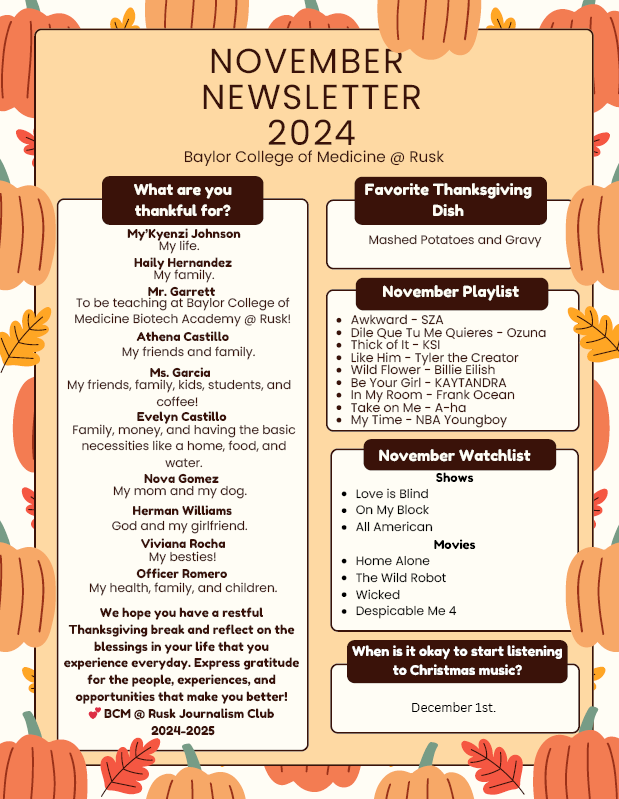 Student Newsletter Page 1